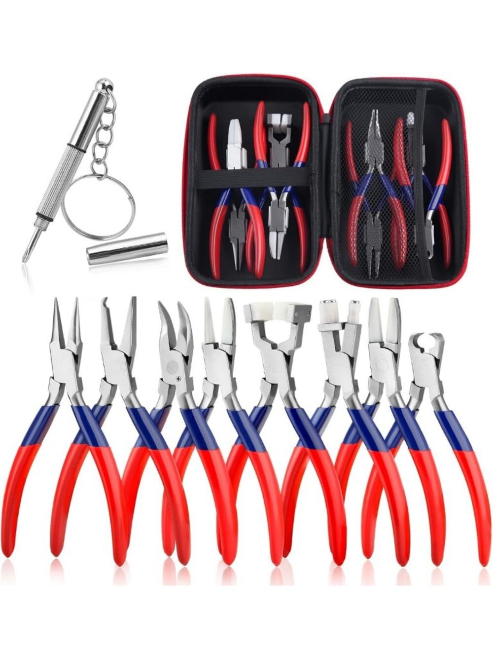 8-Piece Eyeglass Repair Kit with Screwdriver & Storage Box - Optical Pliers Set